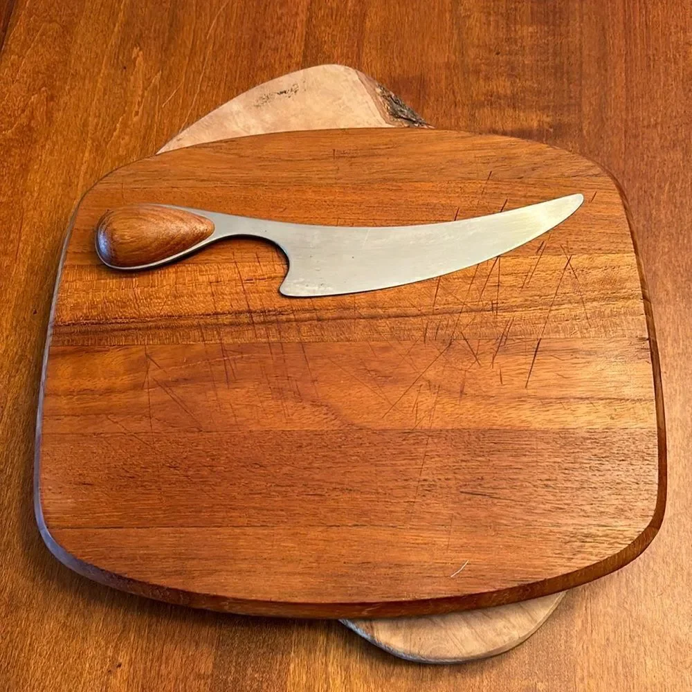 MCM 1970's Dansk Teak Cheese Board and Knife Set
